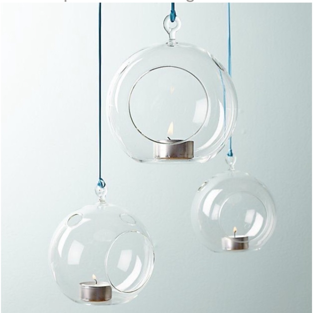 Set of 2 CB2 “Whirly” glass holders